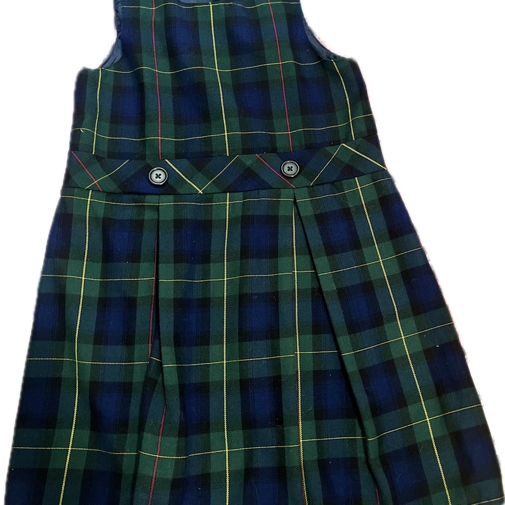 Lands' End Green and Blue Plaid Kids Dress, Uniform